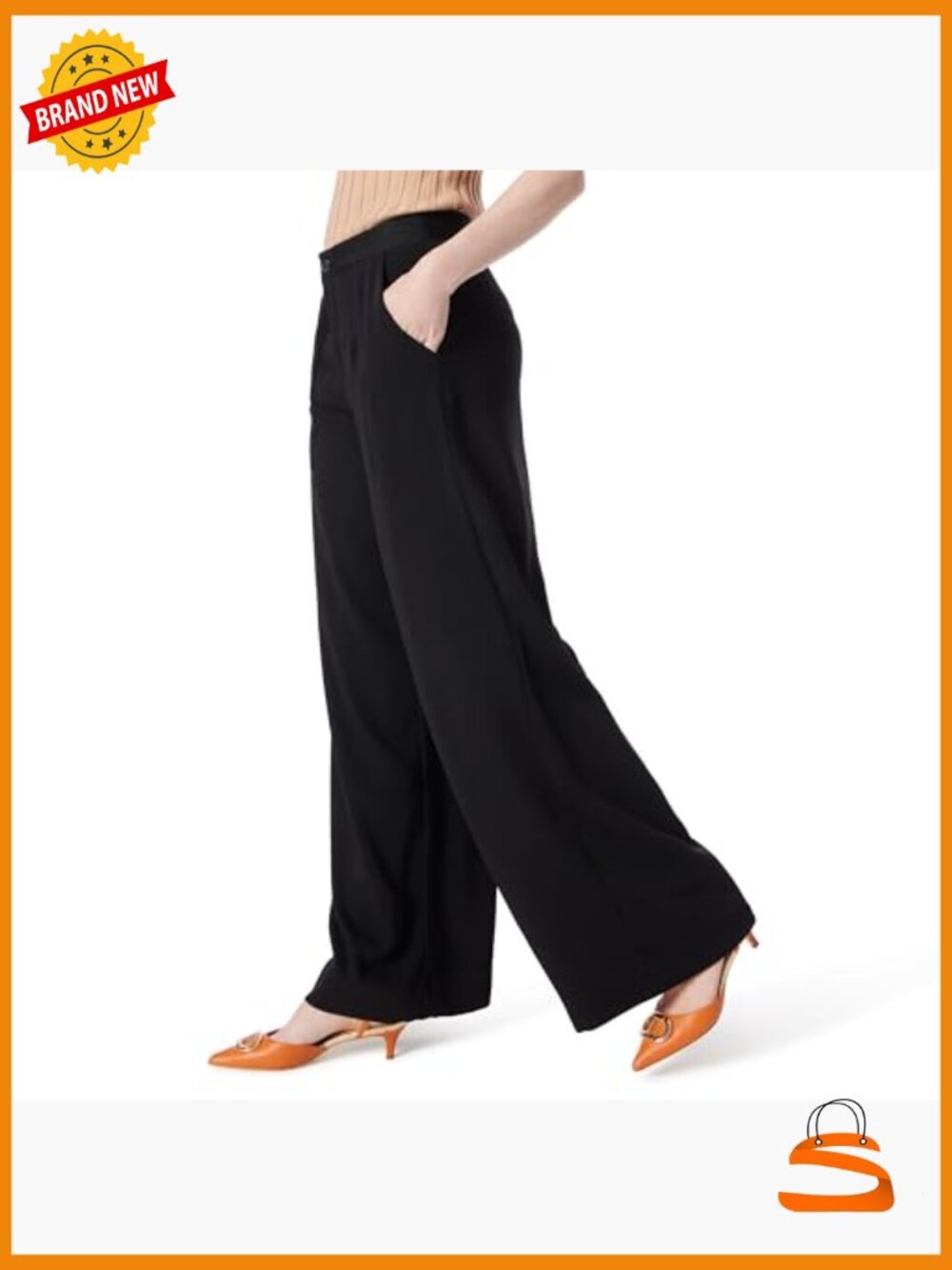Wide Leg Pant with Utility Pockets High Rise - Picture 2 of 4
